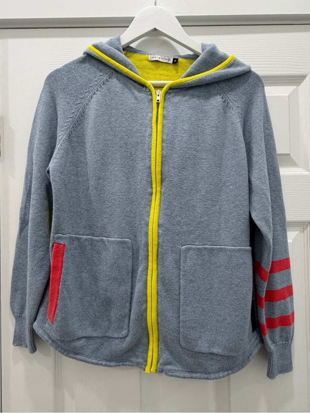 Zaket & Plover Multi media Cashmere Blend hooded zip up sweater M